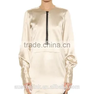 2016 Hot Sale Silk Satin Blouse Fashion Designs OEM Service thumbnail-1