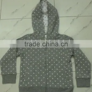 85% Ctn, 15% Melange, Fleece, One Side Brush, Children Boys Hooded Jacket With AOP and Nylon Zipper, Hooded Inside S/J thumbnail-1