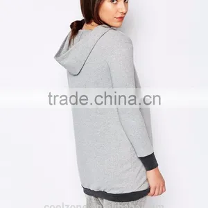Relaxed Fit Long Sleeve Longline Hoodie Sweatshirt for Maternity 2016 thumbnail-3