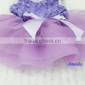 Lavender Rosettes Elegant Rose Purple Tutu Small Dog Clothes Party Dress XS-L thumbnail-2