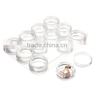 Excellent New 12x9x1.6cm Plastic Box For Jewelry Beads Pills Storage & 12 Round Organizer Containers Jars Bottle Best Promotion thumbnail-1