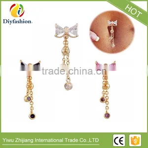 Fashion Body Piercing Navel Rings Zircon Bowknot Belly Button Rings thumbnail-2