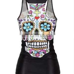 Top Fashion Simple Design Lady Horror Skull Rock T-shirt thumbnail-3
