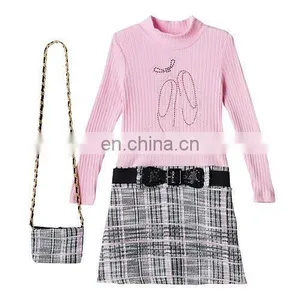 Kids Girls 4- 6 Knitworks Ribbed Rhinestone Mockneck Dresses With Stretch Belt thumbnail-3
