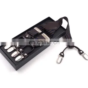 Yiwu Longkang Men's Real Leather 6 Clips Twill Design Printing Suspenders thumbnail-1