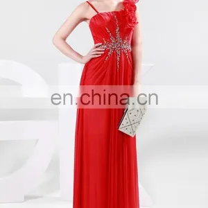 Grace Karin One Shoulder Flower Floor Length Black And Red Evening Dresses CL4448-1 thumbnail-5