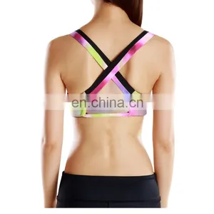 Wholesale Spandex / Lycra Fitness Clothing Women Printed Sports Bra#S150039 thumbnail-3