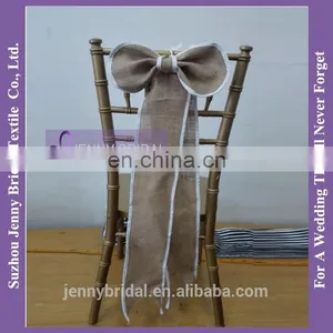 SH049B Cheap Burlap Bow Chair Sash Wedding thumbnail-1