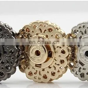 Snap Buttons 15/18/21/25/30mm Fasteners Press Stud Invisible Metal Flower Shiny Gold Buttons thumbnail-6