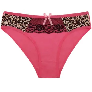 Yun Meng Ni Sexy Underwear Front Leopard Printed With Lace Briefs Soft Cottton Panties thumbnail-4