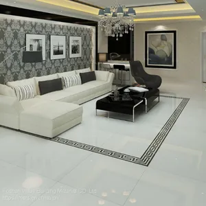 Super Black and Super White Glossy Finish Polished Porcelain Floor Tiles thumbnail-3