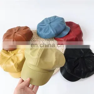 Children's Beret Autumn and Winter Girls Octagonal Hat British Retro Leather Hat Baby Painter Hat Boy Pumpkin thumbnail-3