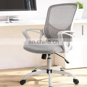 Gray Office Chair Ergonomic Desk Task Mesh Chair With Armrests Swivel Adjustable Height thumbnail-2
