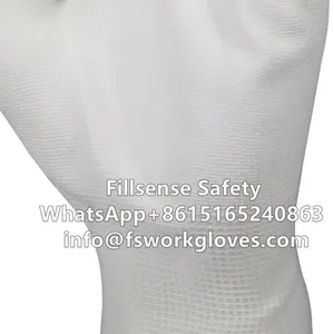 China Factory Wholesale 13G Nylon Liner White pu Coated Gloves thumbnail-4