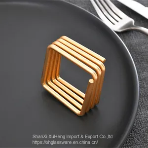 Factory Cheap Wholesale Wedding Gold Spiral Square Napkin Ring thumbnail-1