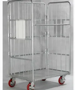 High Quality Warehouse Logistic Storage Trolley/Wire Mesh Trolley thumbnail-3
