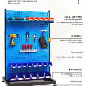 Freestanding Pegboard Tool Rack | Space Saving Home Garage Organizer System For DIY Basement Workshop thumbnail-4
