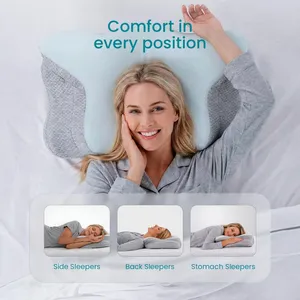 IWS I WANNA SLEEP Cervical Original Neck Plus Gel Premium Ergonomic Memory Foam Cooling Pillow for Neck Pain Relief thumbnail-2