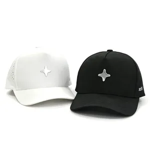 5 Panel Camp Caps Custom Rubber Logo Golf Cap Breathable Camp Hats thumbnail-4