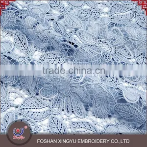 Custom Promotion Soft Light Blue Guipure Fabric Chemical Water Soluble Lace for Evening Dress thumbnail-3