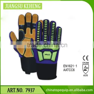 Heat Resistant The Oil Workers Double Palm Impact EN1621-1 Cuff High Breathable Glove thumbnail-1