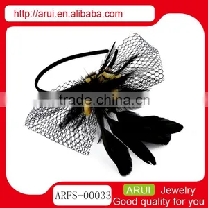 China Hair Accessory Sexy Mesh Feather Plastic Bridal Headbands thumbnail-1