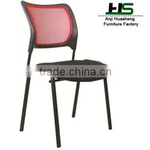 Red and Black Mesh Visitor Chair H-858 thumbnail-1