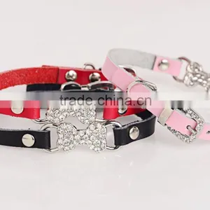 Wholesale Diamond Bone Leather Pet Collar Creative Dog Collars thumbnail-1