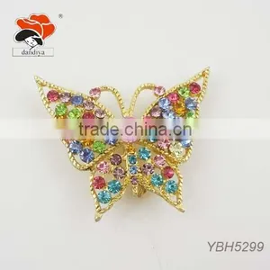 Facete Rainbow Multi-color Handmade Rhinestone Butterfly Brooch Wholesale thumbnail-1