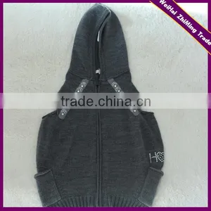 Kids Knitted Vest Pocket Zipper Hoodies Sweater thumbnail-1