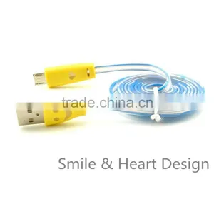 Android Universal Smile Flat Noodle Micro USB Dc Charging Cable thumbnail-2