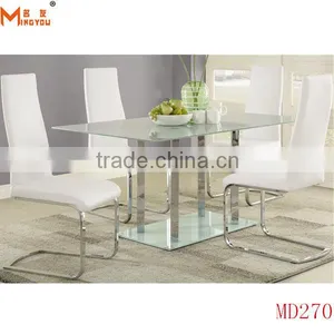 Tempered Glass Stainless Steel Dining Table thumbnail-2