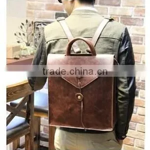 2015 Western Style Wholesale Men's School PU Leather Backpack Laptop Bag Quality Choice thumbnail-1