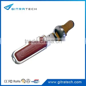 Real Leather USB Flash Drive Mock Up With Hot Stamp Logo and Cap 8GB 16GB 32GB thumbnail-4