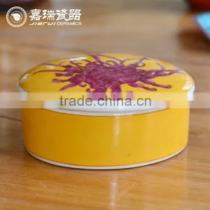 Customer Handpainted White Ceramic Jewelry Box Round thumbnail-4