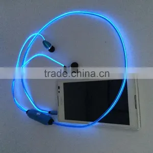 In-ear High Quality Custom Fashion el Light Earphone Wholesale Sports Cool Flash el Wire Earphones thumbnail-4