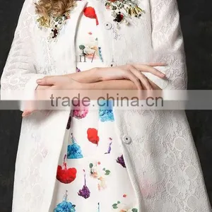 Nail Bead Fashionable Joker Paragraph Dust Coat Grows in the Grid thumbnail-1