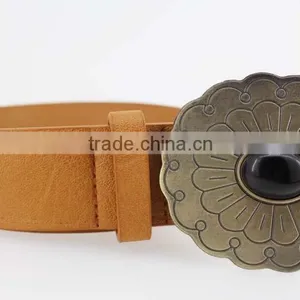 2015 Vintage Style Women's Fashion PU Brand Belt With Flower Shape Buckle thumbnail-4