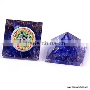 Indigo Onyx Baby Orgone Pyramid With Energy Flower Of Life | Orgonit Agate thumbnail-2