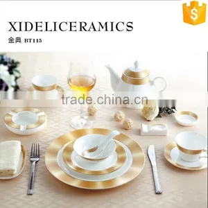Round Shape Golden Color Decal Tableware Ceramic Bone China Dinner Sets thumbnail-1