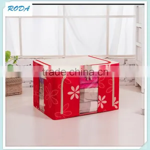 Flower Durable Oxford Fabric Foldable Steel Shelf Lidded Storage Box thumbnail-1