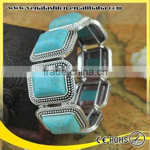 Blue Natural Stone Bracelet, Natural Stone Stretch Bracelets thumbnail-5