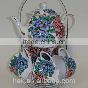 Ceramic Tea Set With Metal Rack , 13pcs Tea/cofee Set thumbnail-4