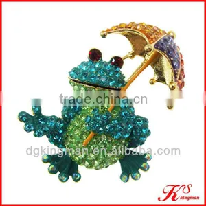 Frog And Umbrella New Fashion Austrian Crystal Brooches thumbnail-1