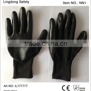 10 Gauges Nylon Knitted Working Glove With Black Nitrile Coated thumbnail-4