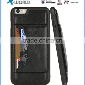 PU Leather Skin TPU Case for IPhone 6S/6 Plus With Card Slot and Stand thumbnail-3
