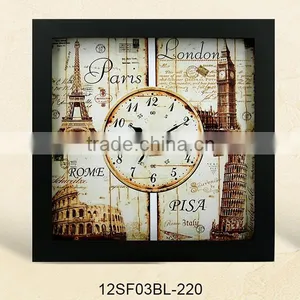 12 Inch Retro Style Decorative Mdf Wooden Clock With Glass (12SF03BL-220) thumbnail-1