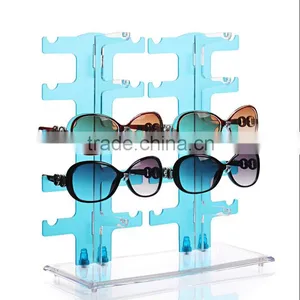 Wholesale Clear Blue Acrylic Eyeglass Display Rack, Table Top Sunglasses Display Rack thumbnail-1