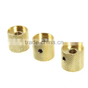 3PCS Gilded Metal Dome Knobs Knurled Barrel for Electric Guitar Parts Gold thumbnail-5
