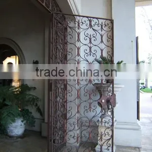 China Wholesale Wrought Iron Walk Gate, Forged Double Arched Iron Driveway Gate thumbnail-2